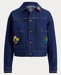 Polo Ralph Lauren Women's Spread Collar Beaded Denim Trucker Jacket
