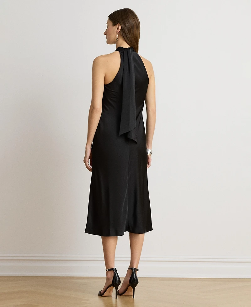 Lauren Ralph Women's Tie-Back Charmeuse Halter Cocktail Dress