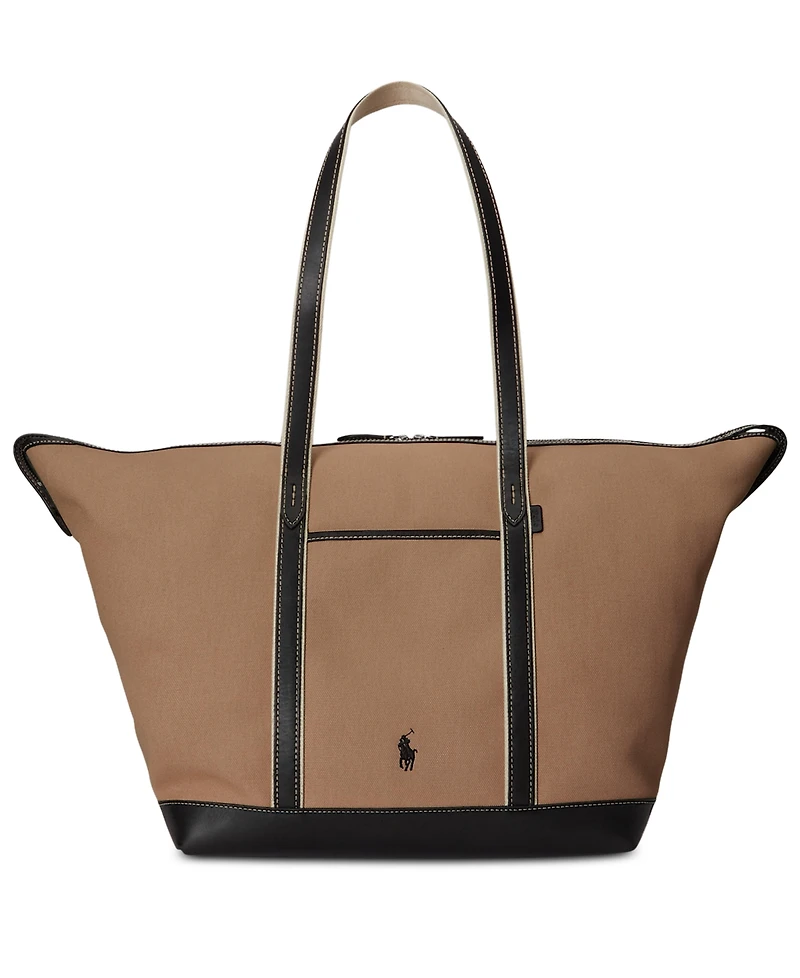 Polo Ralph Lauren Women's Leather-Trim Canvas Large Shopper Tote
