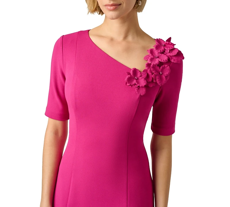 Adrianna Papell Women's 3D Floral Crepe Midi Dress