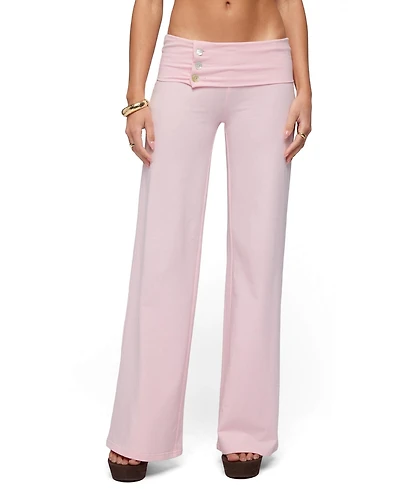 Edikted Women's Poppy Foldover Wide Leg Pants