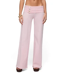 Edikted Women's Poppy Foldover Wide Leg Pants