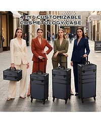 Byootique Makeup Train Case Trolley w/ Cube Case Cosmetic Organizer ForgetMeNot
