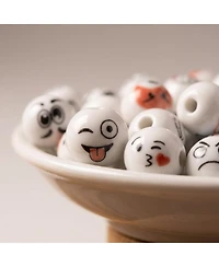 Sevorley 50Pcs White 12mm Ceramic Expression-Face Loose Beads for Diy Jewelry