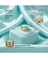 Rachel Glauber Men's Clear Cubic Zirconia with Side Cz Accents Geometric Adjustable Band Ring