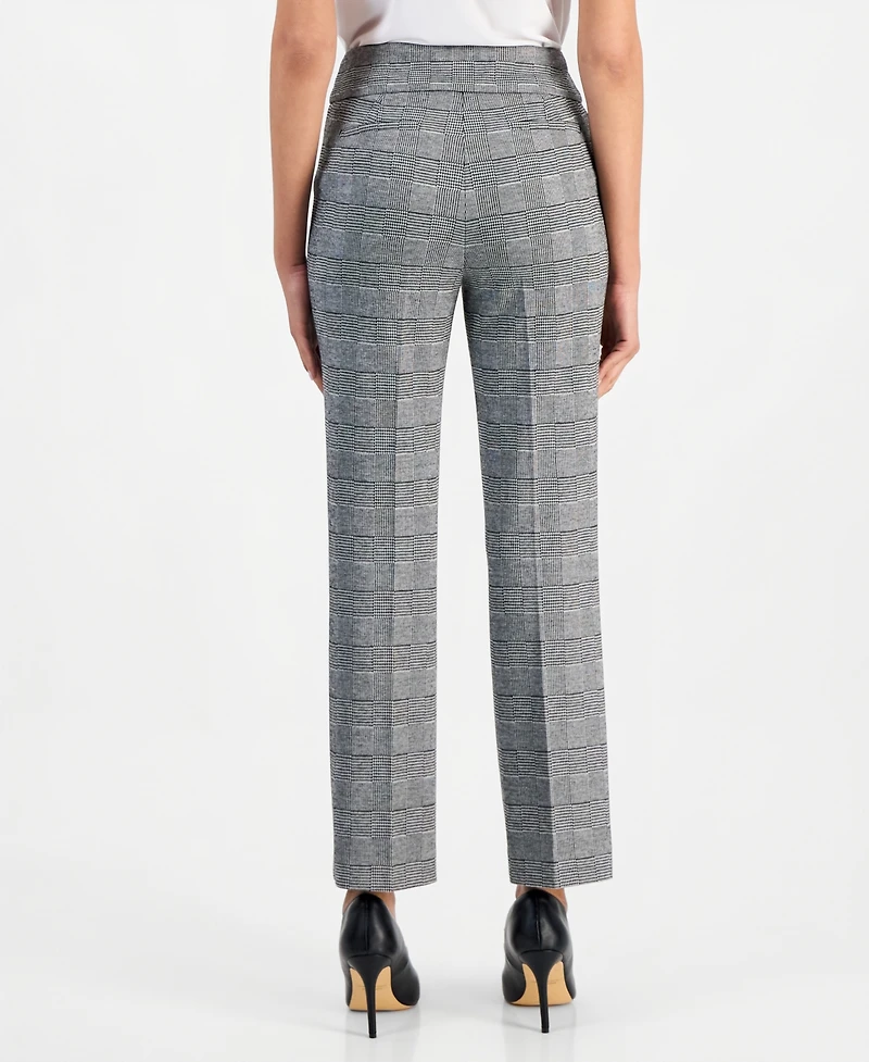 Anne Klein Essentials Petite Check Pull-On Cropped & Ankle Pants