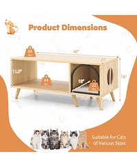 Cozito 40 inch Coffee Table Cat House 2-in-1 with Open Storage Shelf, Coffee