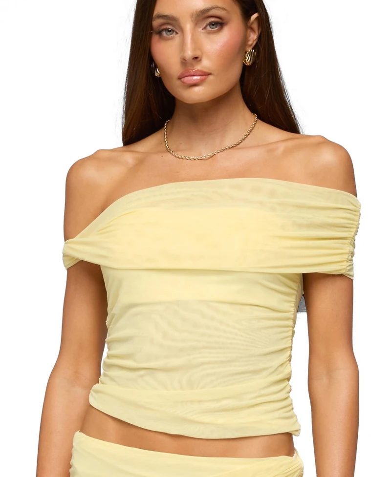 Edikted Women's Raquela Twist Off Shoulder Ruched Top