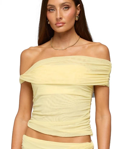 Edikted Women's Raquela Twist Off Shoulder Ruched Top