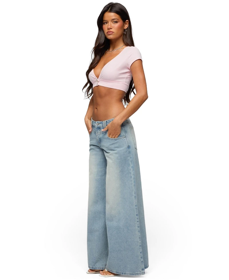 Edikted Women's Cecey Button Up Crop Top