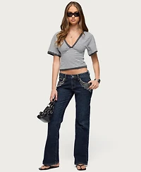 Edikted Women's Primrosa Striped V Neck Flutter Top