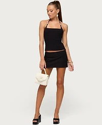 Edikted Women's Yua Bead Stretchy Woven Halter Top