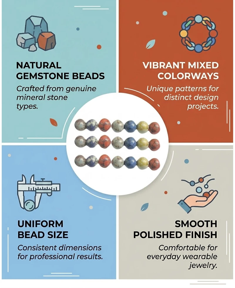 Sevorley 120Piece Set 6mm Stone Round Loose Beads for Diy Jewelry