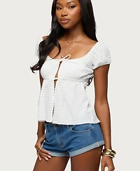 Edikted Women's Dorothey Textured Tie Front Top