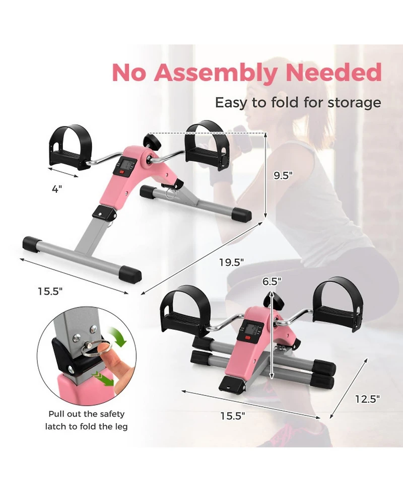 Sevorley Under-Desk Exercise Bike Pedal Exerciser with Lcd Display, Arms and