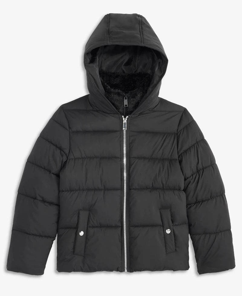 S Rothschild & Co Girls' Xs-xl Faux-Sherpa-Vestee Hooded Puffer Coat