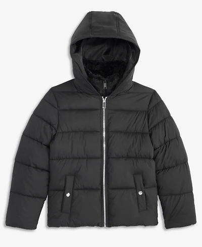 S Rothschild & Co Girls' Xs-xl Faux-Sherpa-Vestee Hooded Puffer Coat