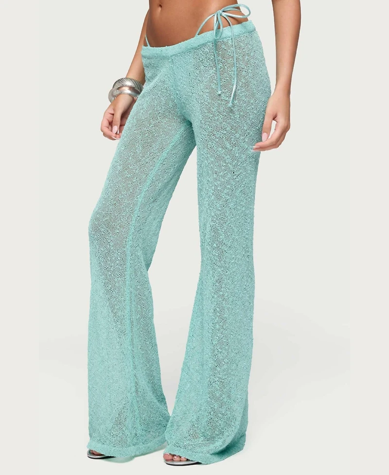 Edikted Women's Bena Textured Knit Flared Pants