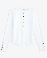 On 34th Women's Long Sleeve Ribbed Henley Top, Macy's Exclusive
