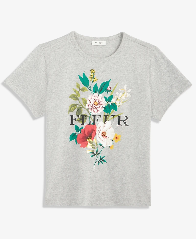 On 34th Women's Fleur Beaded Graphic Crewneck T-Shirt, Macy's Exclusive