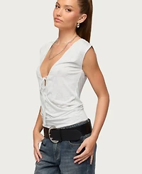Edikted Women's Tie Front V Neck Wrap Top