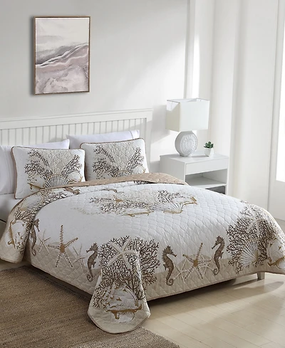 Carribbean Joe Coastal 3-Piece Quilt Set, Full/Queen