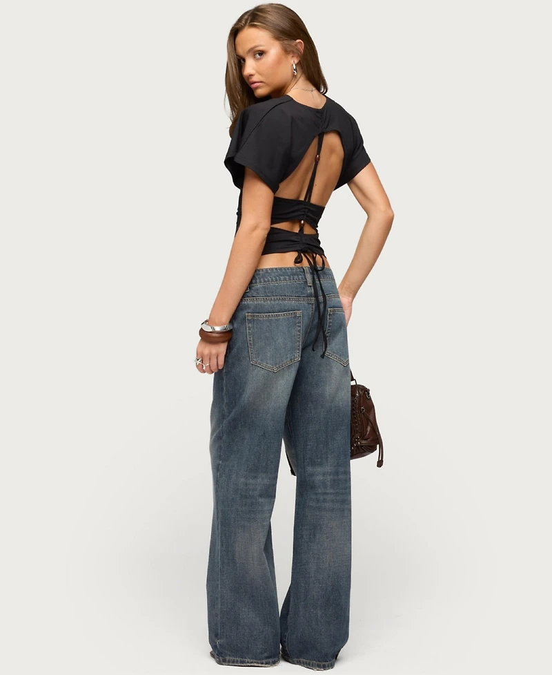 Edikted Women's Salie Back Cutout Flutter Top