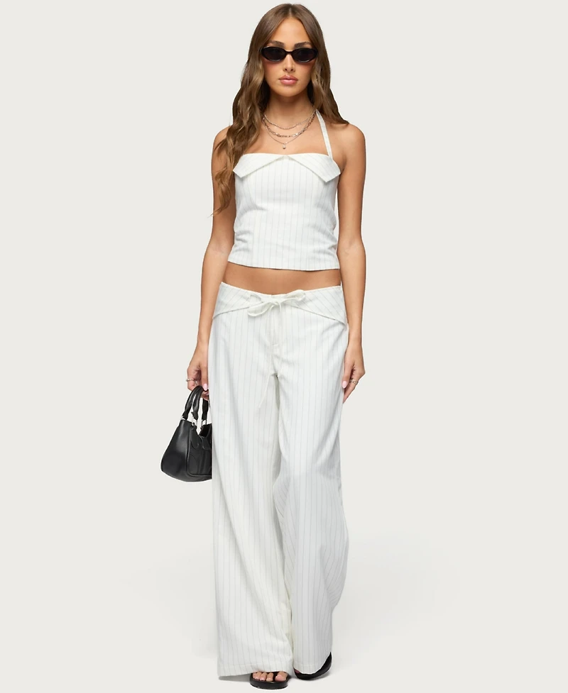 Edikted Women's Parker Pinstripe Halter Top