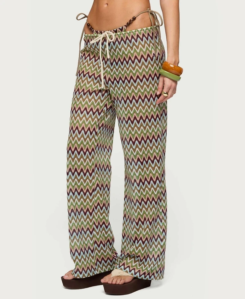 Edikted Women's Mindee Zigzag Crochet Pants