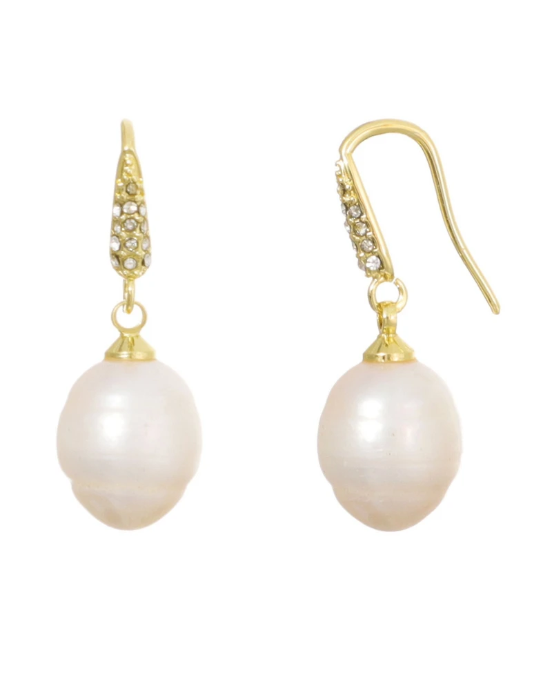 Adornia Gold Natural Freshwater Imitation Pearl Drop Earrings