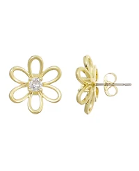 Adornia Gold Cubic Zirconia Flower Outline Stud Earrings