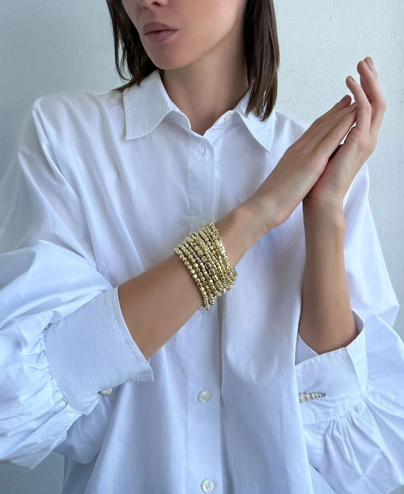 Adornia Set of 10 Golden Bead Stretch Bracelets