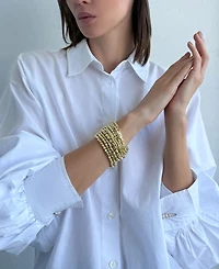 Adornia Set of 10 Golden Bead Stretch Bracelets