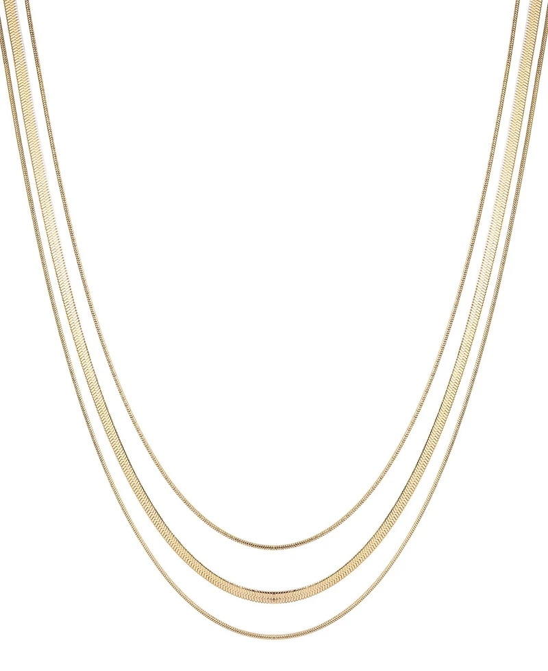 Adornia Tarnish Resistant Gold Layered Herringbone Necklace Set