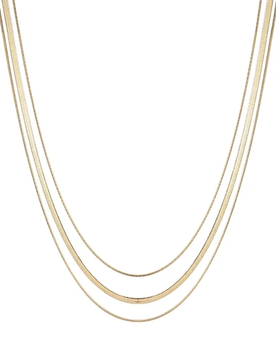 Adornia Tarnish Resistant Gold Layered Herringbone Necklace Set