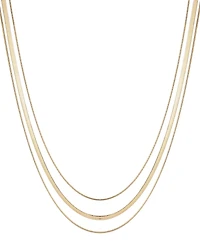 Adornia Tarnish Resistant Gold Layered Herringbone Necklace Set
