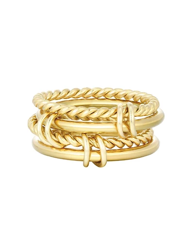 Adornia Tarnish Resistant Gold Four Band Connected Ring Set