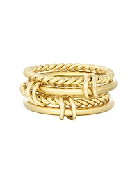 Adornia Tarnish Resistant Gold Four Band Connected Ring Set