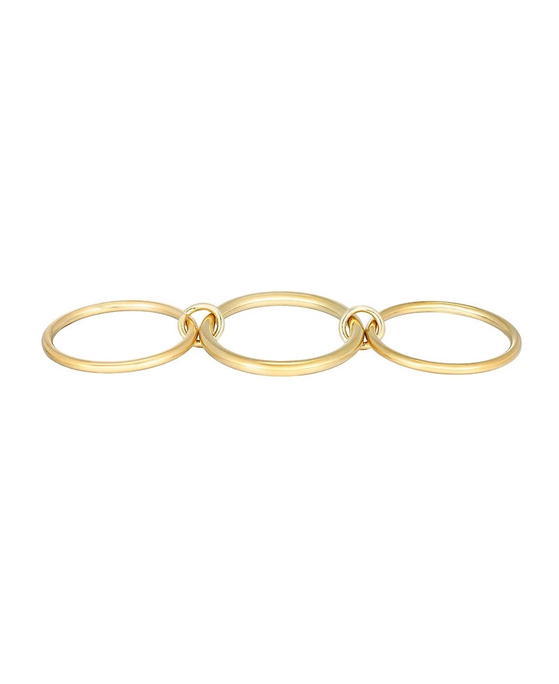 Adornia Tarnish Resistant Gold Three Band Connected Ring Set