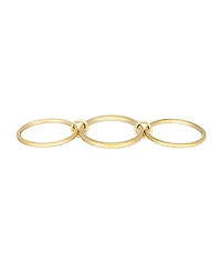 Adornia Tarnish Resistant Gold Three Band Connected Ring Set