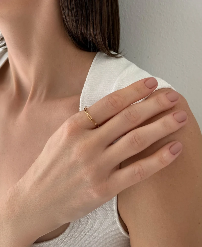 Adornia Tarnish Resistant Gold Flexible Paperclip Link Ring
