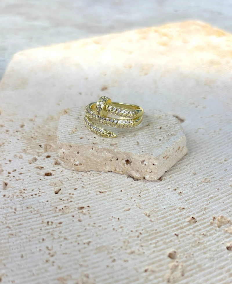 Adornia Gold Cubic Zirconia Double Wrap Nail Ring