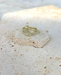 Adornia Gold Cubic Zirconia Double Wrap Nail Ring