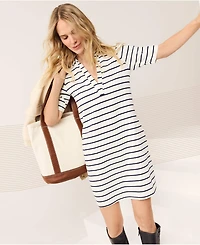 Lands' End Women's Starfish Elbow Sleeve Polo Dress