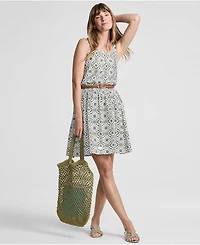 Lands' End Women's Poplin Printed Mini Skirt