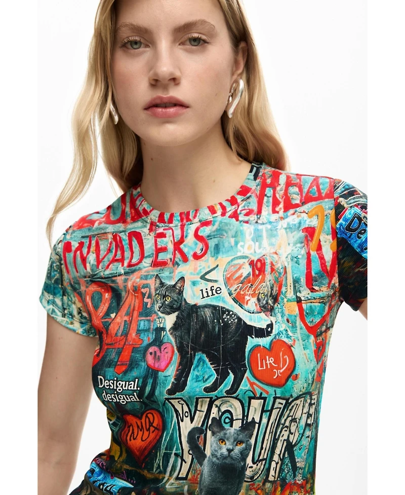 Desigual Women's Printed Cat T-Shirt