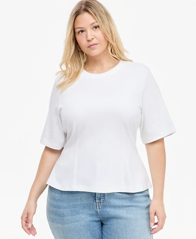 On 34th Plus Tie-Back Elbow-Sleeve Peplum Top, Macy's Exclusive