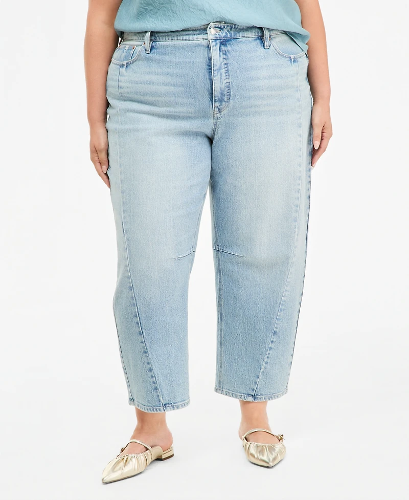 On 34th Trendy Plus Ames Barrel-Leg Jeans, Macy's Exclusive