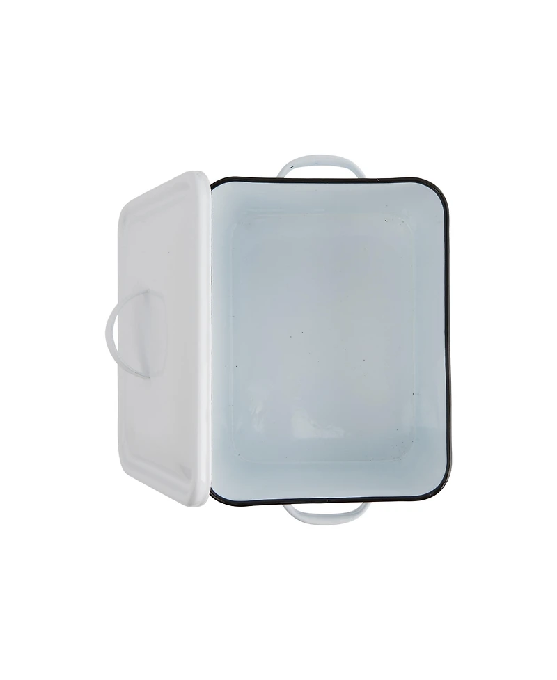 Storied Home Enameled Metal First Aid Box with Lid and Swiss Cross