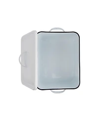 Storied Home Enameled Metal First Aid Box with Lid and Swiss Cross